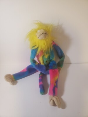VINTAGE GEMMY 19'' TIE DYE PLUSH HANGING MONKEY ANIMATED WITH MONKEY SOUNDS VHTF