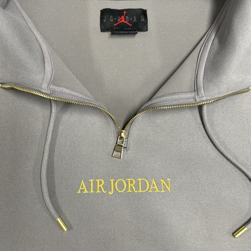 Men’s XXL Air Jordan Cool Gray 1/4 Zip Gold Accents Embroidery Collared Pullover - Picture 3 of 20