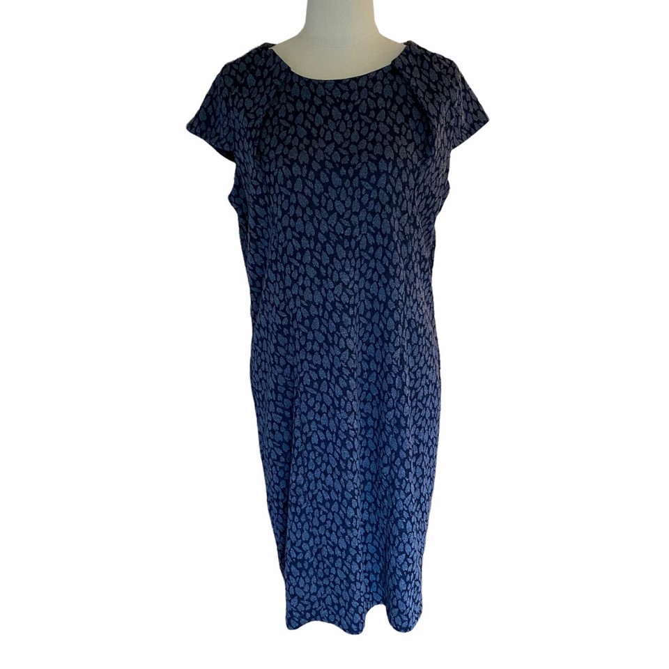 Knit Style Sheath Dress Size 10-12 Knee Corporate Winter Business Blue Epilogue