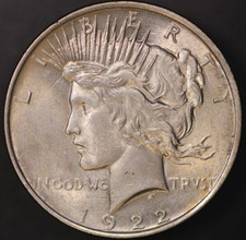 1922 SILVER PEACE DOLLAR FRESH FROM AN ORIGINAL COLLECTION-LOT-AA 7887