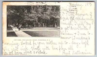 C.1905 PLAINFIELD, NJ NEW JERSEY CITY PARK WEST EIGHTH STREET Postcard P58