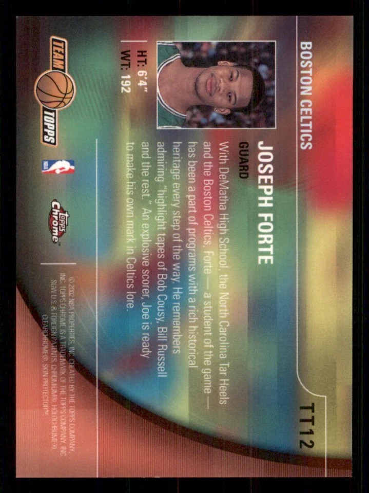 2001-02 Topps Chrome Team Topps #TT12 Joseph Forte - Image 2 of 2