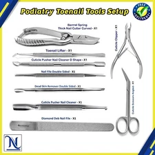 Pro Podiatry Kit - Manicure & Pedicure Tools w/ Cuticle Lifter & Nail Cleaner