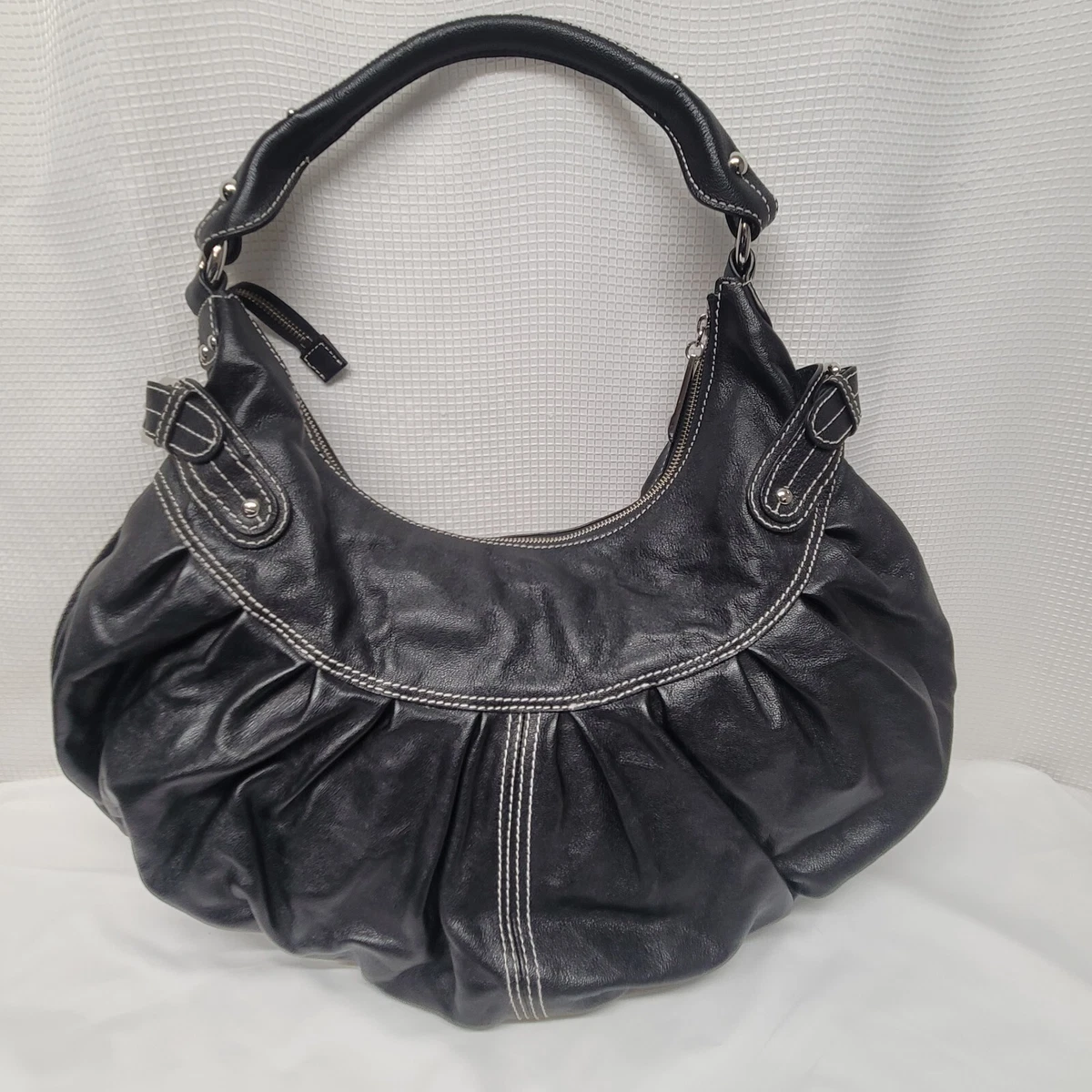 Via Spiga Purse Black Faux Leather Large Tote Shoulder Bag Hand bag
