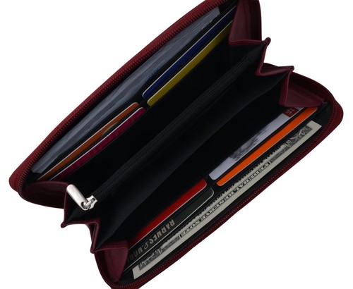 RFID Blocking Leather Women's Long Clutch Wallet Accordion Checkbook Hand Strap - Picture 17 of 21