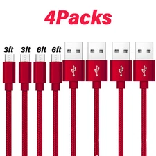 4X 3 6FT Braided Micro USB Fast Charger Data Sync Cable Cord For Samsung Android