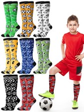 8 Pairs Boys Knee High Soccer Socks Youth Crazy Football Athletic Socks for S...