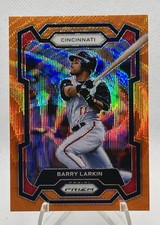 Barry Larkin SSP 2024 Panini Prizm Baseball Orange Wave /49 Prizm Reds HOF