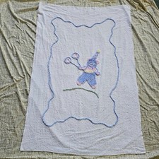 Vtg 40s Chenille Clown Bear Balloons Unisex Baby Boy Girl Crib Kid Blanket 41X60