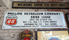 Original 1950s Phillips 66 Large Porcelain White Dealer Ship Sign