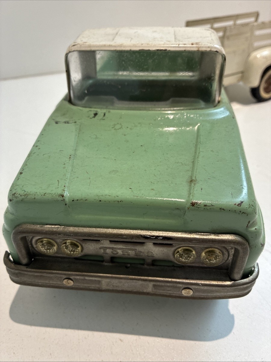 Tonka Toys Green Pickup Truck with White Trailer #522 Early 1960s