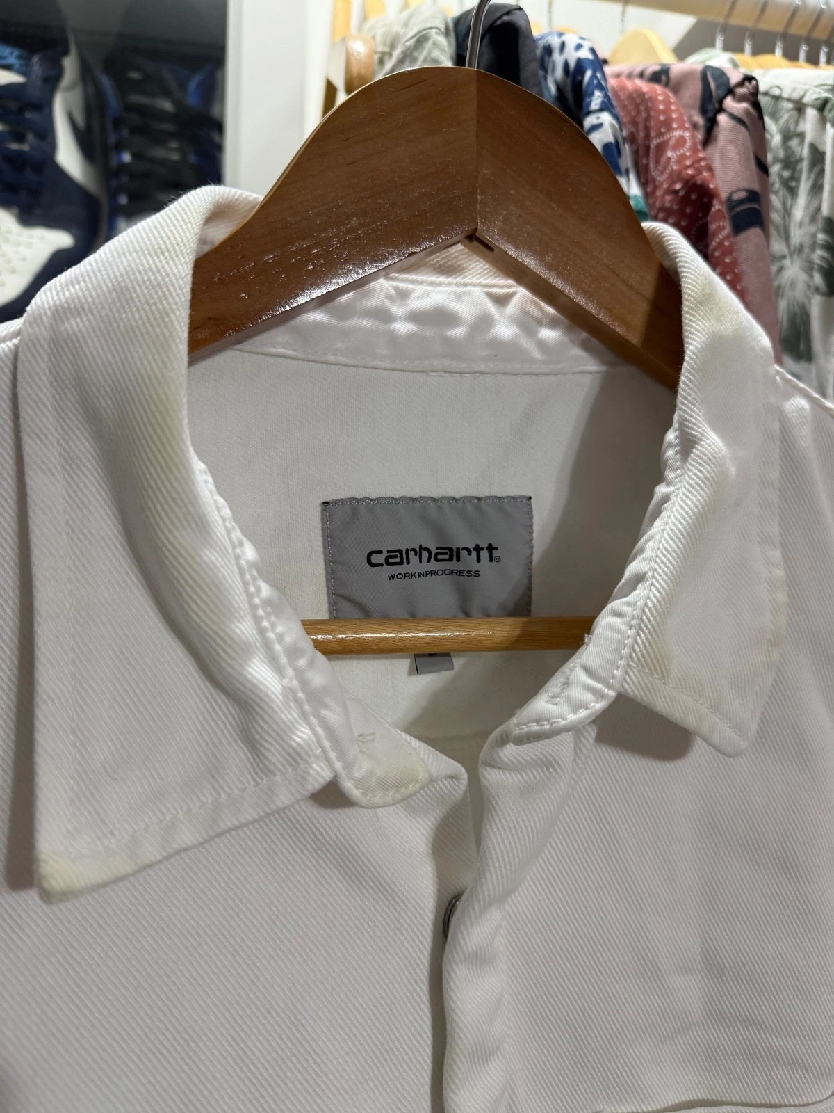 Carhartt WIP Salinac Shirt Jac - Bleached White Denim - product detail image 3