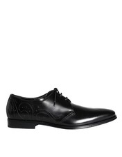 Dolce&Gabbana Men Black Derby Shoes 100% Leather Solid Lace Up Dress Boots EU 43