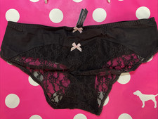 Victoria Secret PINK Vintage 2015 Lace Butt Ruched Back Bow Hiphugger Panties M