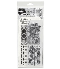 Tim Holtz Mixed-Media Stamps Stencil-Festive Collage