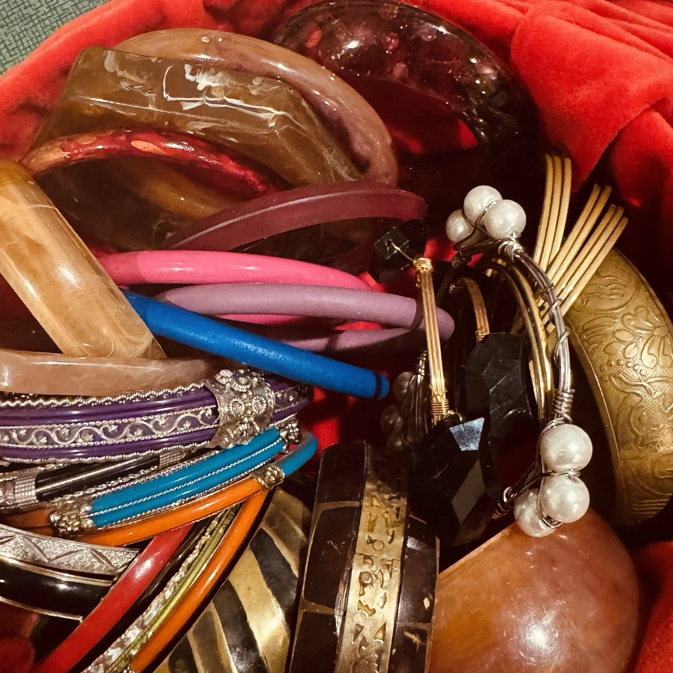 Lote Pulsera Brazaletes Gruesos Y2k Vintage Resina Acrílico Plástico Vintage Boho Foto 3 de 3