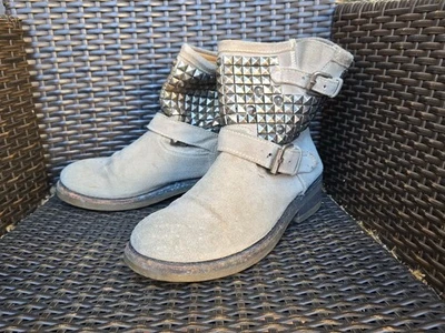 (M076 A20) 🖤✨ Bottines biker cloutées ASH – Daim taupe – Pointure 38 - Photo 1/4