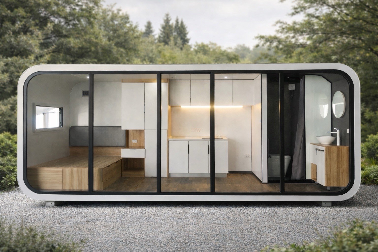 Fully Assembled Modern Prefab Tiny Home ADU Studio 138 Sq Ft Backyard House