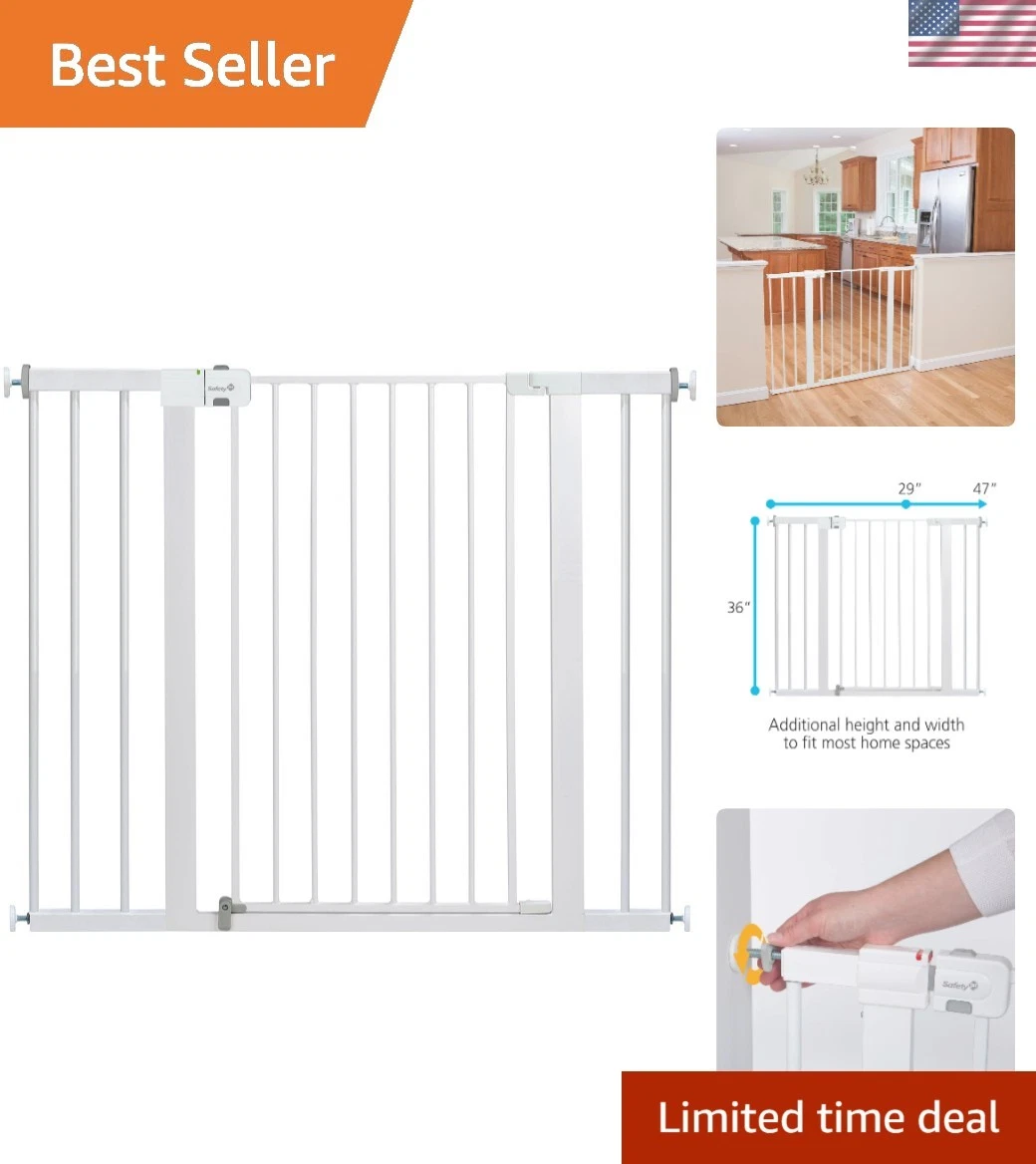 Adjustable Extra Wide Baby Gate: 36" Tall for Children & Pets - Quick Install