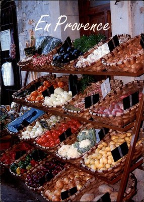 Produce Market Borme Les Mimosas France vintage postcard x101