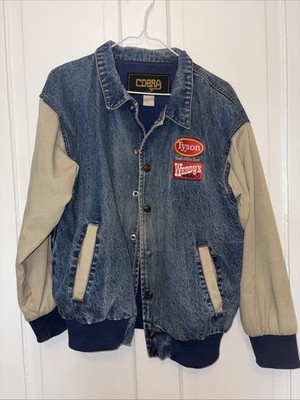 Men s Cobra Vintage Y2K Varsity Denim Letterman Jean Jacket Size S