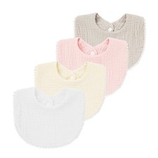4 Pack Muslin Baby Drool Bibs for Toddler Boys Girls Cotton Feeding Bibs