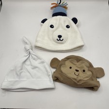 3 Baby Infant Beanies Cute Warm Hats Caps 3 - 6 Months Boy Or Girl
