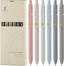 Gel Pens 6 Pack 0.5mm Fine Point Quick Dry Black Ink Smooth Writing