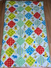 Vintage Disney Winnie the Pooh Baby Quilt Blanket Patchwork Reversible 40" x65"