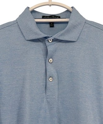 Southern Point Co Light Blue Heathered Short Sleeve Polo Shirt Dog Logo Size M