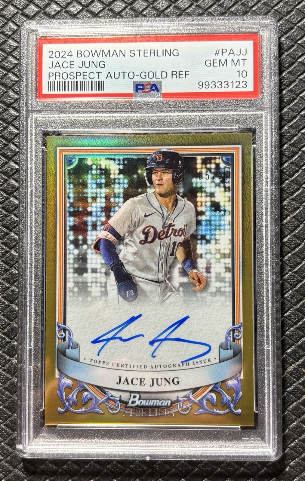 JACE JUNG 2024 Bowman Sterling Gold Refractor Rookie Auto /50 Tigers RC PSA 10
