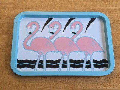 1985 Vandor Pelzman Designs Flamingo Metal Serving Tray Vintage Made In Spain