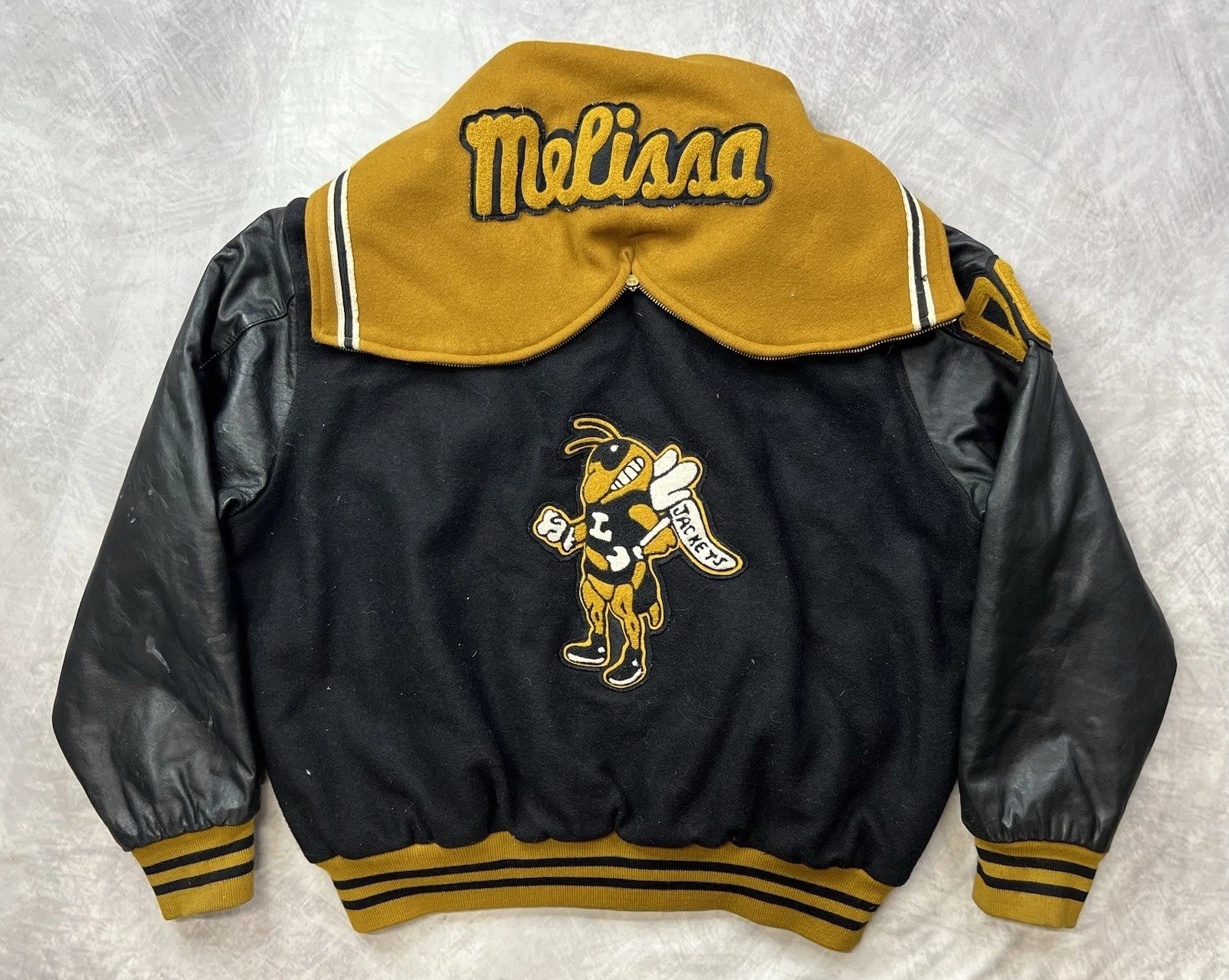 Vintage 00s Yellow Jackets Cheerleader Varsity Letterman Jacket Size XL