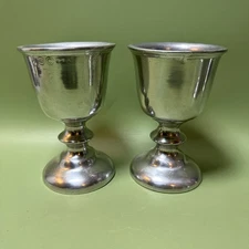 Pair Vintage Wilton Armetale RWP Pewter Plough Tavern 5 1/8” Wine Water Goblet 2