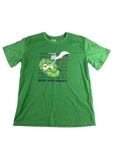 Rick and Morty Shirt Mens Medium Green Cartoon TV Portal Graphic Tee T-Shirt