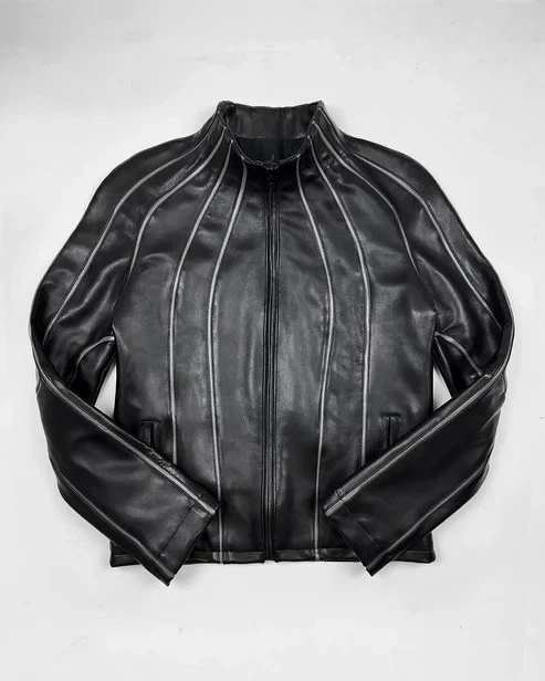 New Luxury Style Premium Spanish Lambskin Leather Jacket Vintage style black
