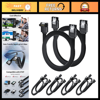 5-Pack SATA III Data Cables, 90° & Straight, 6Gbps Tangle-Free, Locking Latch fo