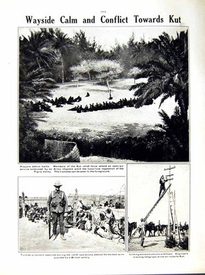 Original alter antiker Druck 1916 Weltkrieg Tigris Gorringe Siers Turkish Kut