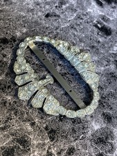 Vintage Silver Tone Pot Metal Rhinestone Belt Buckle YD-51