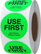 Hybsk USE First Stickers Food Service FIFO Label 1.5 inch, Fluorescence Green 