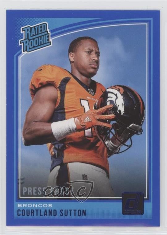 2018 Panini Donruss Rated Rookie Press Proof Blue Courtland Sutton #312