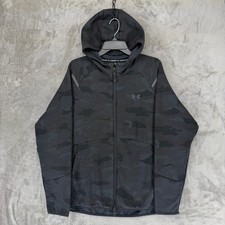 Under Armour Mens Black Camo Full Zip Hoodie Loose Fit 6005683 Size Large