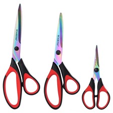 Craft Scissors Set of 3 Pack, All Purpose Sharp Titanium Blades Shears, Comfo...