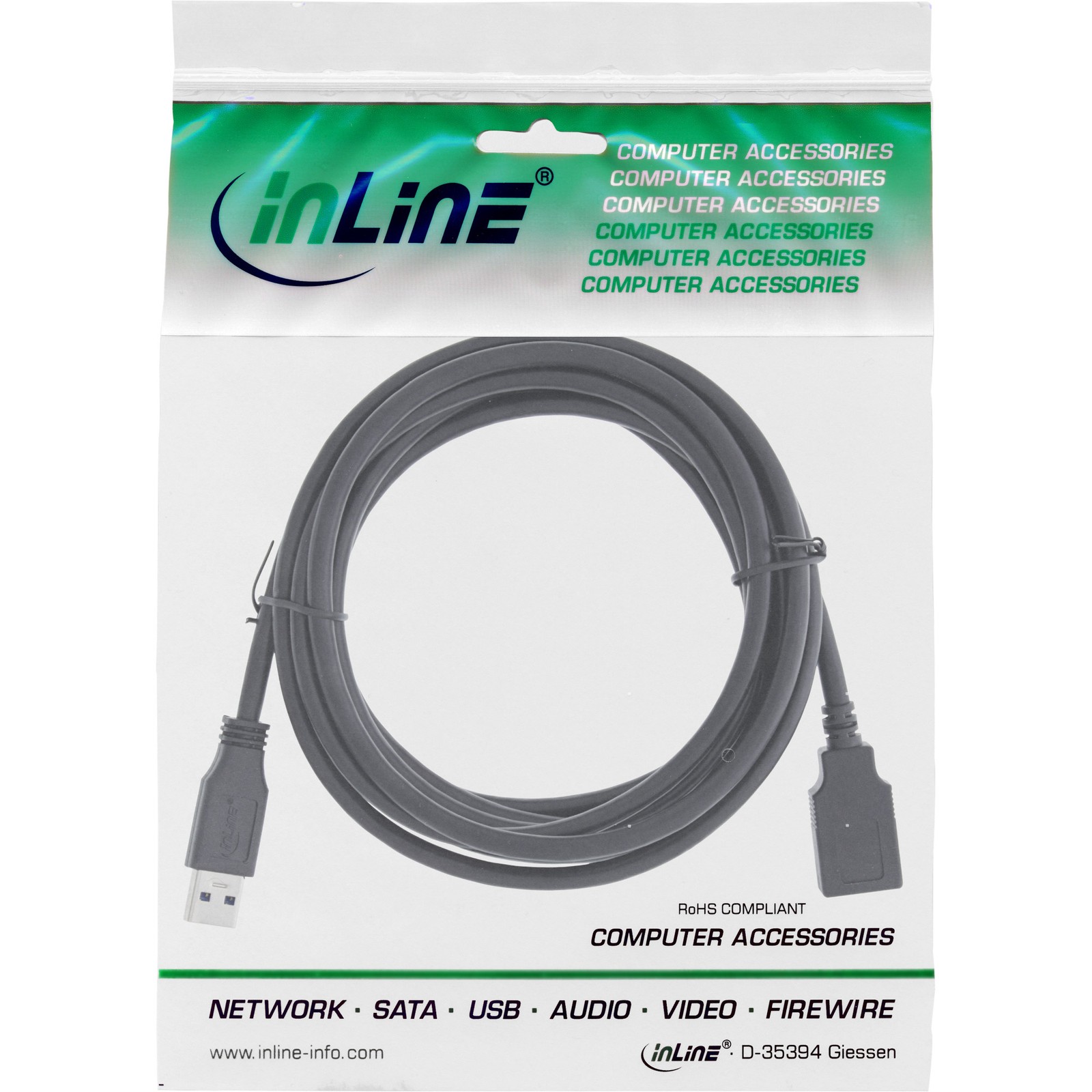 InLine USB 3.2 Gen.1 Cable A Male / Female 3m Digital / Data 35630