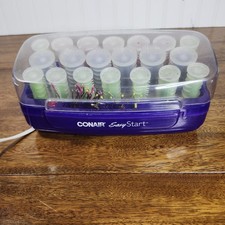 Vtg CONAIR Easy Start 20 Multi-Size Hot Rollers Hair Curler Clips Purple M HS15