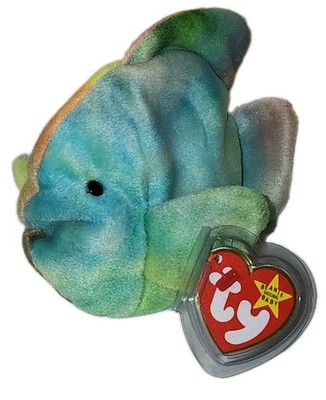 Ty Beanie Baby   CORAL   Ty-Dyed Fish (PVC Pellets) 6'' MWMTs (Tropical Colors)