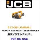 JCB 512-56 LOADALL TELEHANDLER SERVICE REPARATUR WERKSTATTHANDBUCH PDF AUF USB