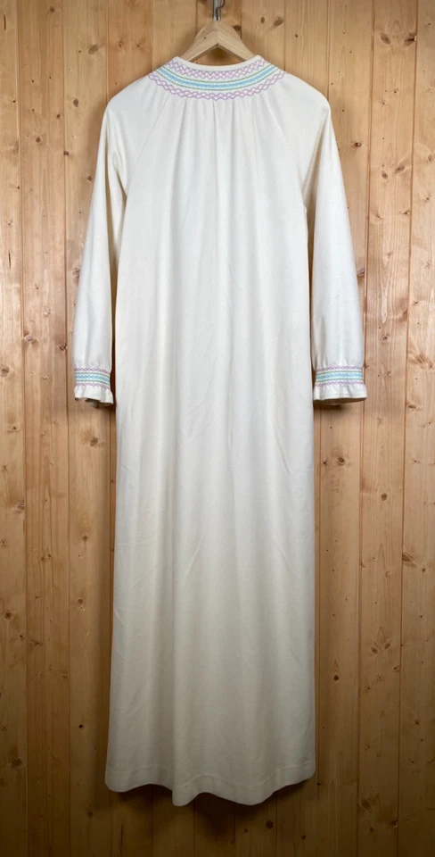 Camisón Vintage Vanity Fair Largo Cremallera Bata de Vellón Cálido Pradera Abuela Talla S Foto 4 de 4