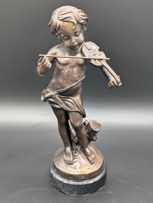 Vintage Bronze Statue after Moreau: ''The Little Violinist''