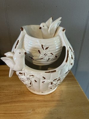 Peaceful Water Fountain From Flowers.com White /Brown Ceramic Water Fountain New